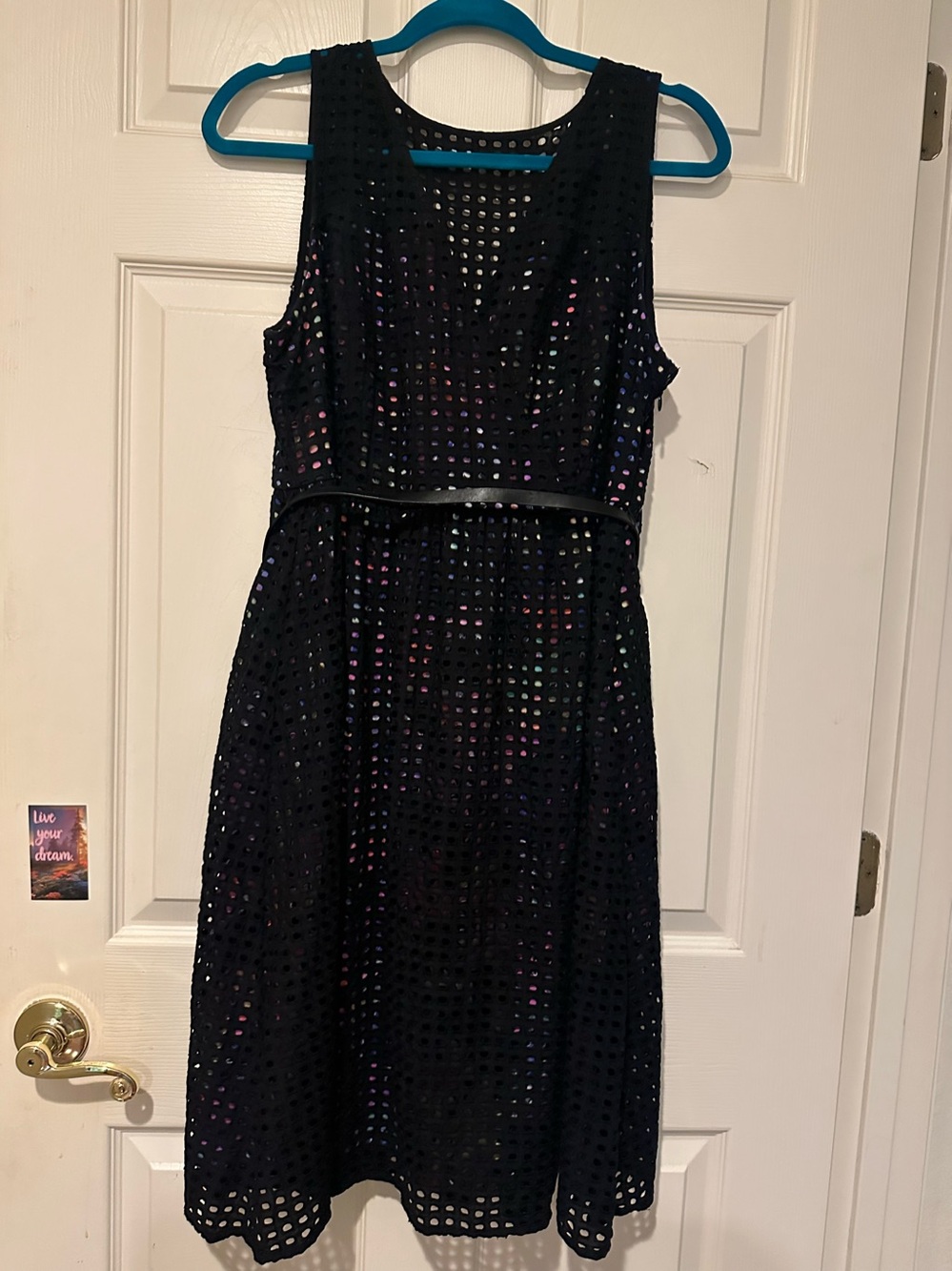 Lane Bryant Black Eyelet Midi Dress with Iridescent Underlayer size 16